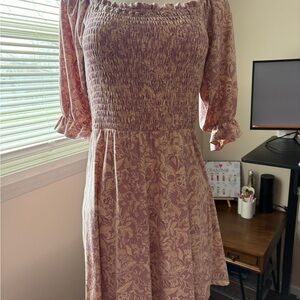 Wayf Mauve Floral 3/4 Sleeve Dress